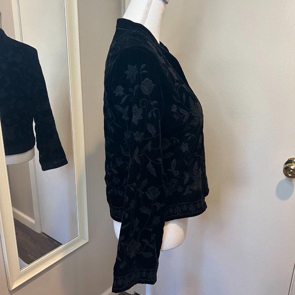 Zara Black Floral Embroidered Blazer Jacket - Picture 8 of 13